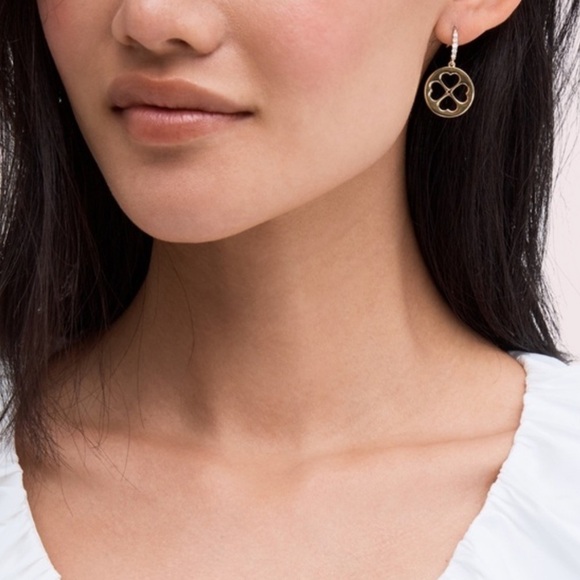 KATE SPADE • Gold Symbols Clover Earrings - Picture 2 of 3